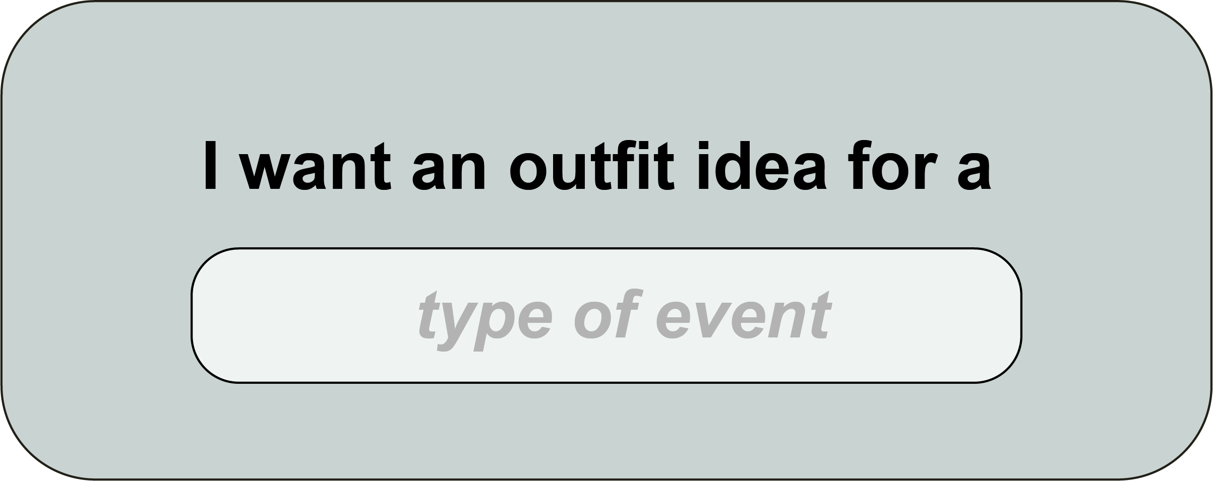 a box with a preview of a form that reads I want an outfit idea for: and then a blank space for the user to fill in their info